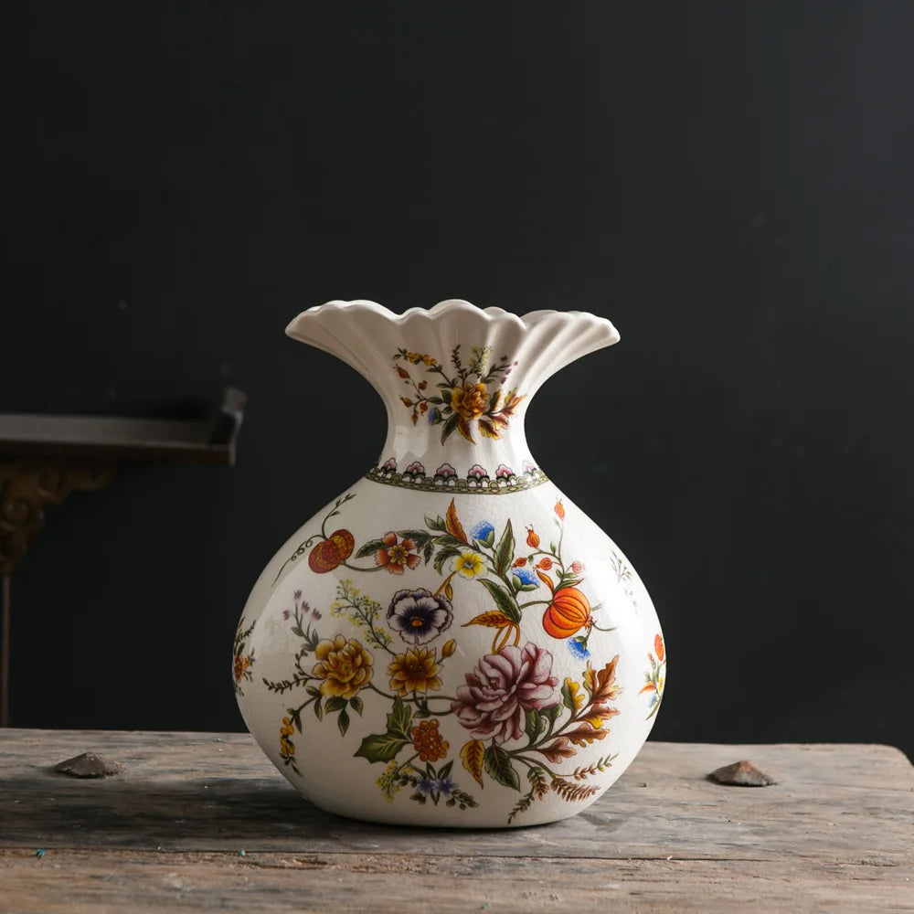 Vaso de Cerâmica Decorativo com Estampa Floral - Casa Ornato