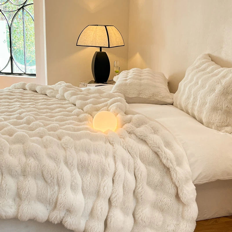 Cobertor luxuoso de pele sintética de coelho, cobertor macio de inverno para casa, cama, sofá, 100x150cm, 150x200cm, 200x230cm