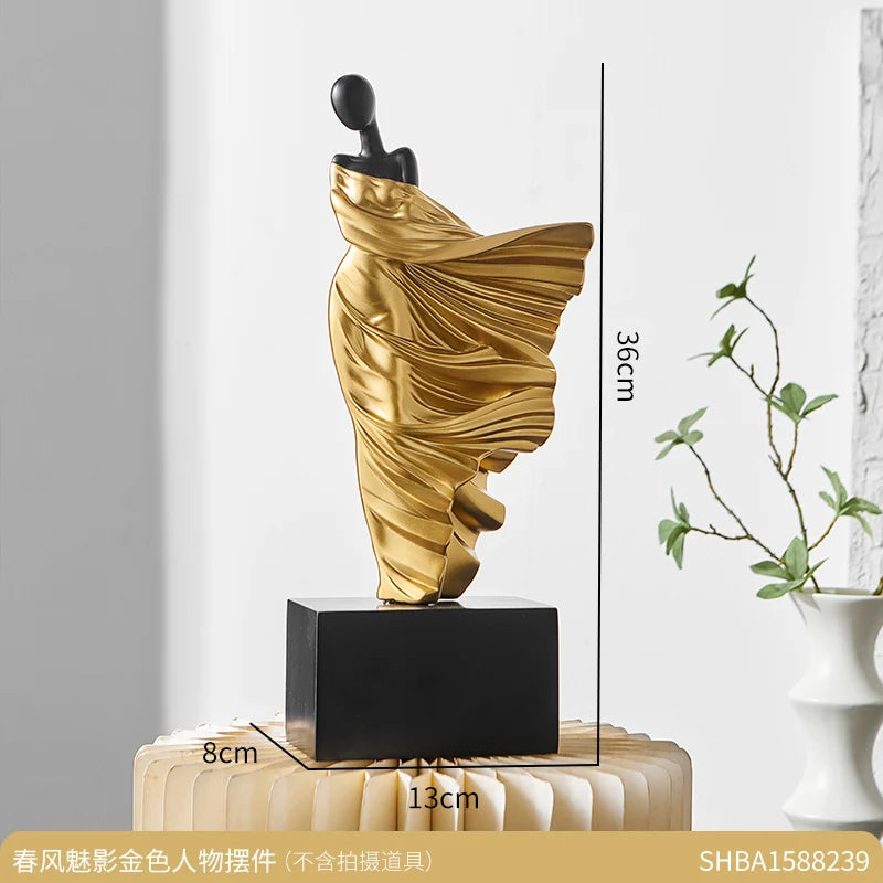 Escultura feminina criativa arte abstrata estatuetas decoração sala de estar escritório estatuetas ornamentos luxo decoração para casa artesanato