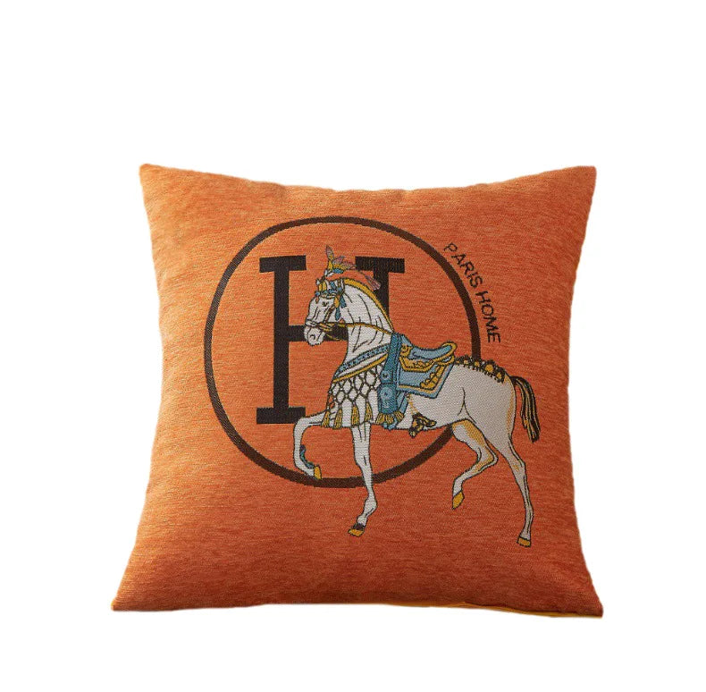 Chenille 45x45cm lance travesseiro capas de almofada pacote de 1 peça-luxo cavalo bordado estilo moderno sofá capas de almofada