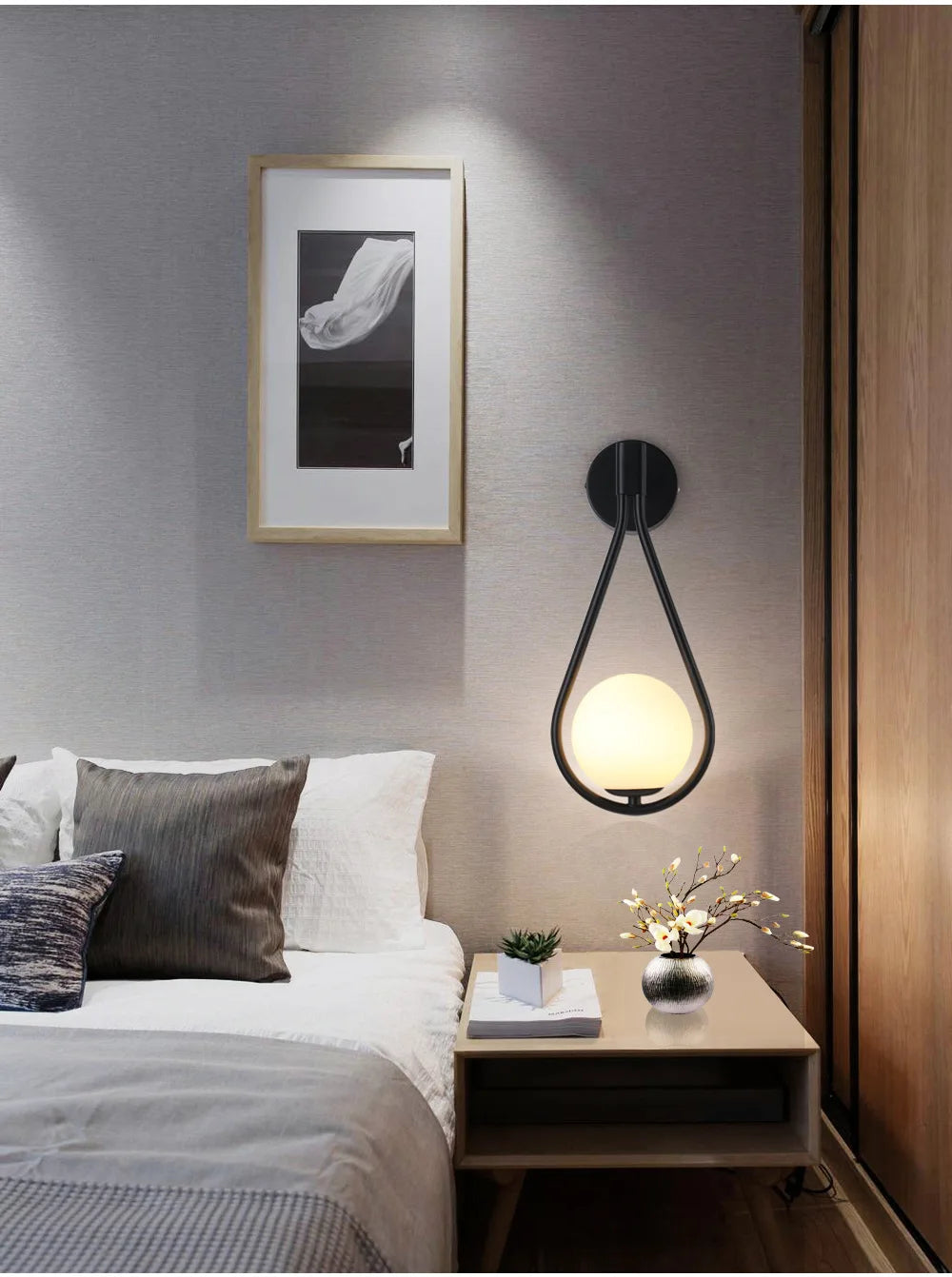 Nordic criativo luxo bola de vidro conduziu a lâmpada parede sala estar metal moderno e minimalista cabeceira luz parede quarto luminárias