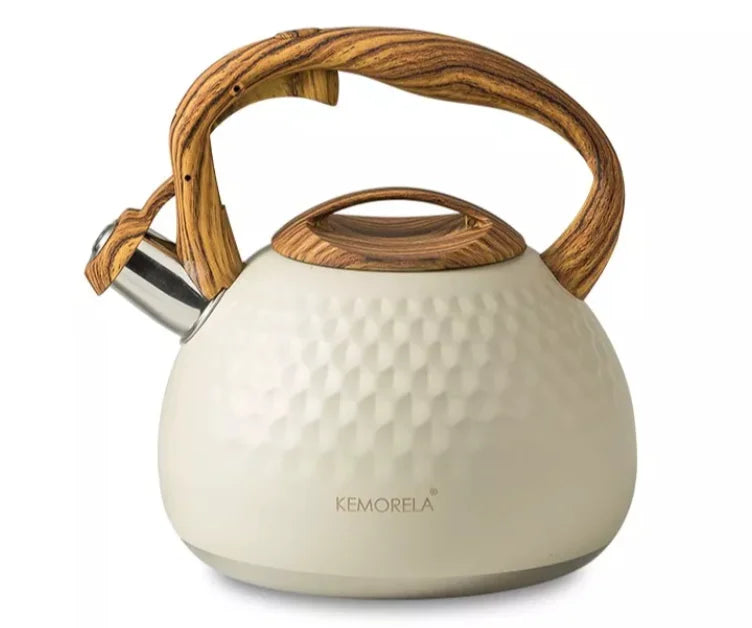 3l apito de aço inoxidável chaleira fervente utensílios de cozinha padrão de martelo chaleira de som alça resistente ao calor fogões de indução de gás