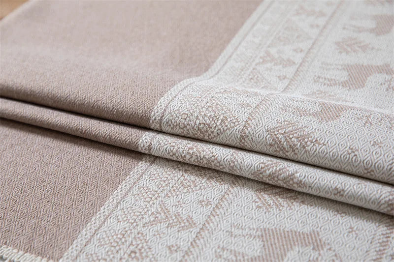 Toalha de mesa de algodão linho listra borla resistente a manchas à prova de poeira capa de mesa rústica para cozinha jantar mesa decoração de natal