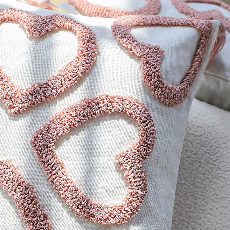 Capa de almofada criativa amor tufo com borla moda decoração para casa 45x45cm para sala estar interior sofá fronha multifuncional