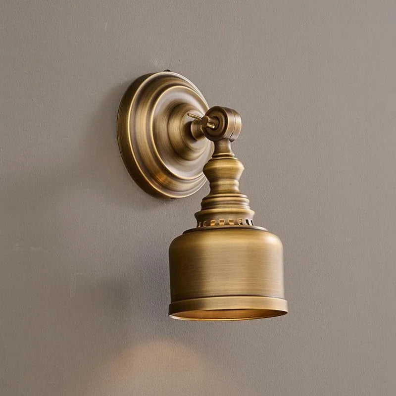 2025 nova lâmpada de parede de cobre completo vintage-iluminação criativa e simples para decoração de parede de fundo de quarto de luxo