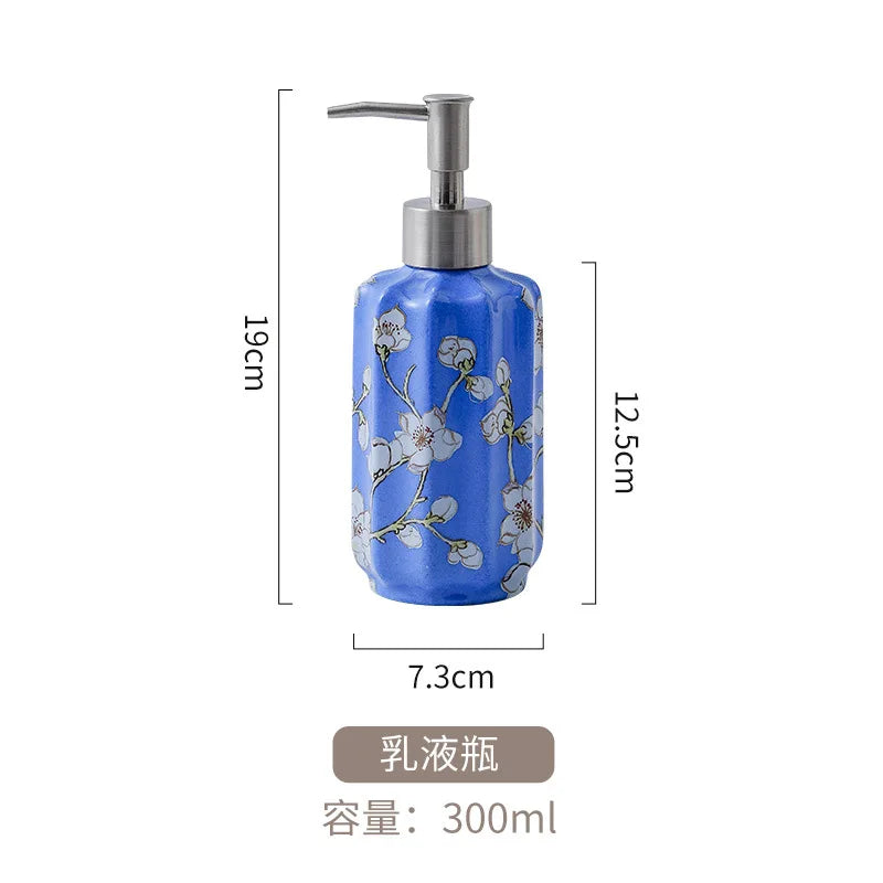 Garrafa Vazia Vintage, Cerâmica, Luxo, Estampa Real, Flor, Shampoo, Líquido, Banheiro, Saboneteira, Garrafa de Loção, 300ml