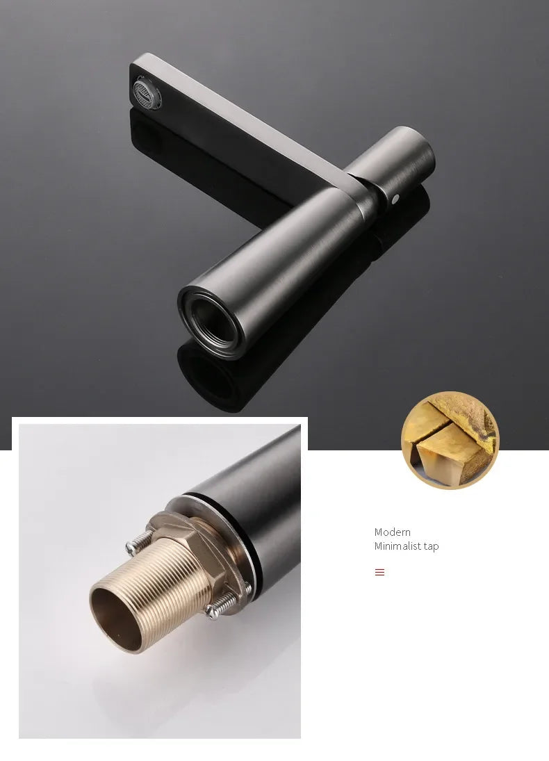 Torneira da bacia do banheiro escova ouro latão torneira pia misturadora quente e fria sinal alavanca torneira da bacia