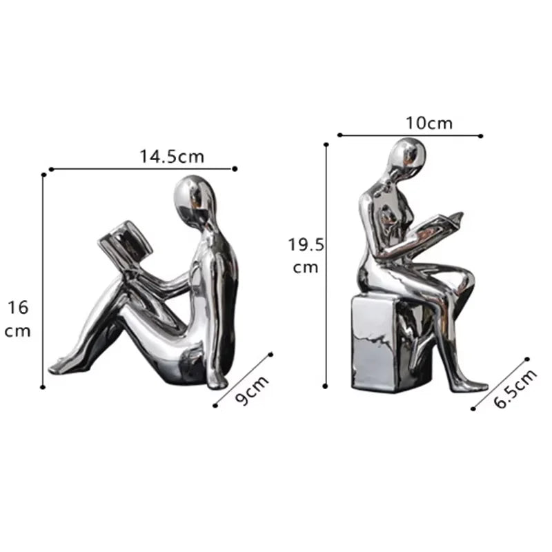 Moderno 1 conjunto/2 pçs cerâmica menina figura livro blockbook prateleira rolha titular estante casa desktop sala de estudo ornamento escultura