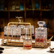 Conjunto de copo de uísque de vidro cristal esculpido cerveja copo de água casa bar drinkware conjunto qualidade premium garrafa de licor de vidro coleção