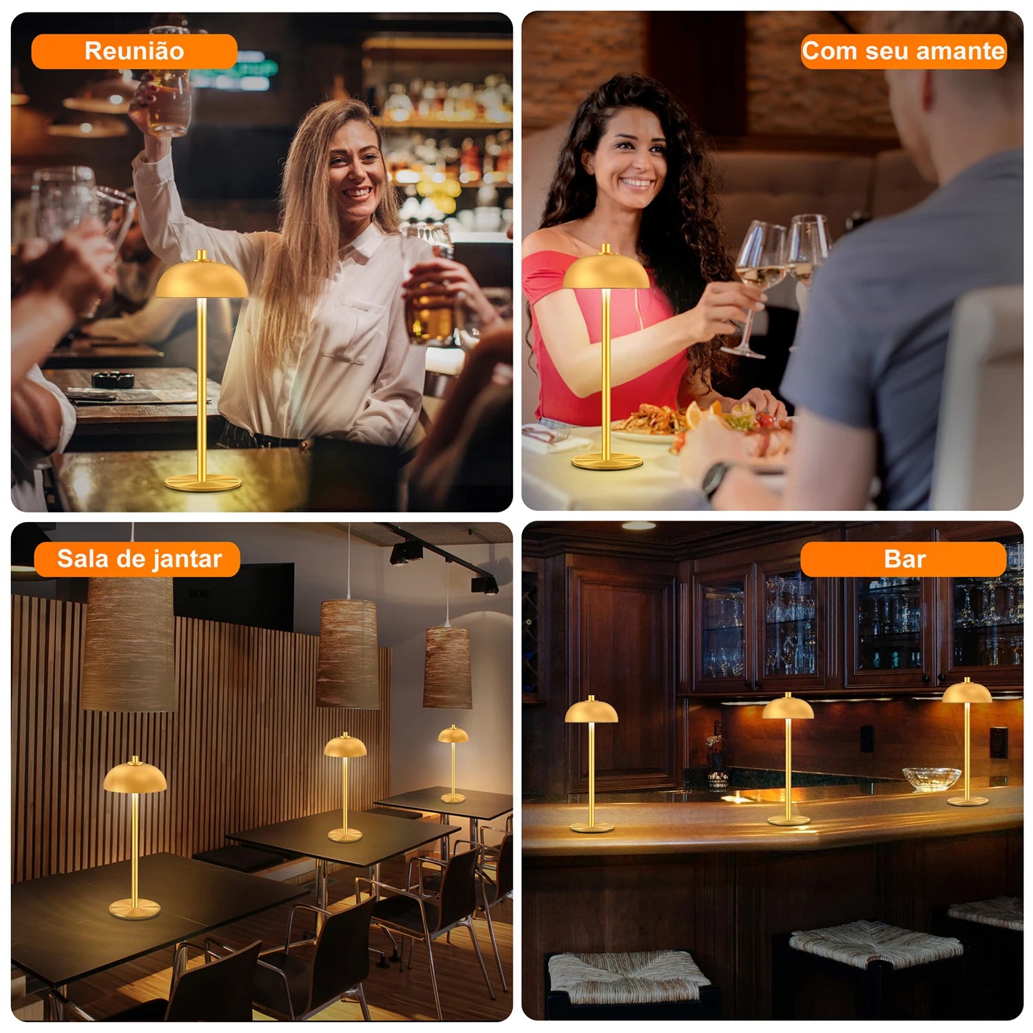 SUBORT Candeeiro de mesa para quarto Candeeiro de toque sem fios recarregável Candeeiro de campismo Cogumelo Criativo Candeeiro de ambiente Luz de ambiente USB-C Candeeiro de mesa