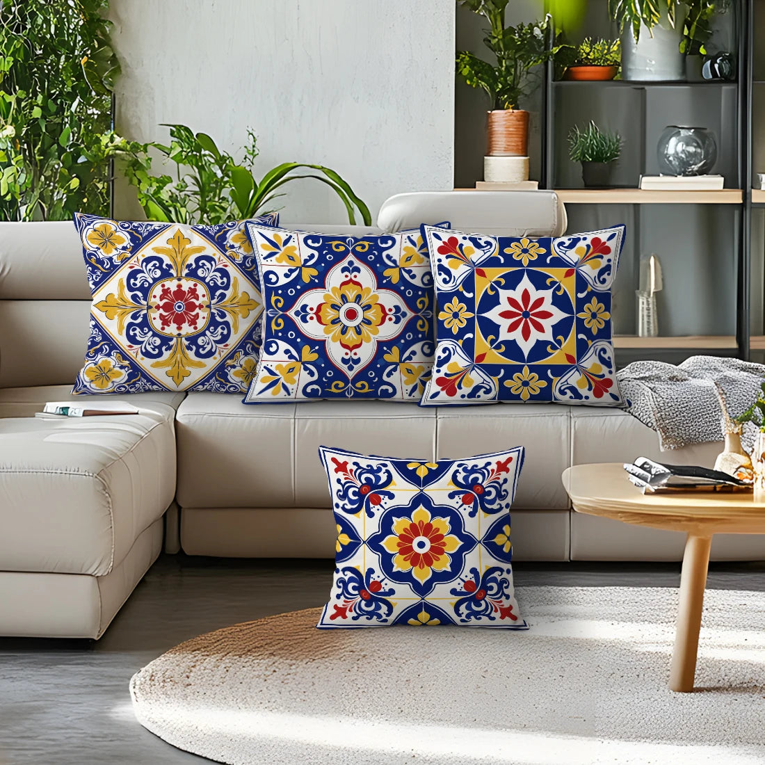 Capas de Almofada Mandala Boêmia em Tons Vibrantes - Casa Ornato