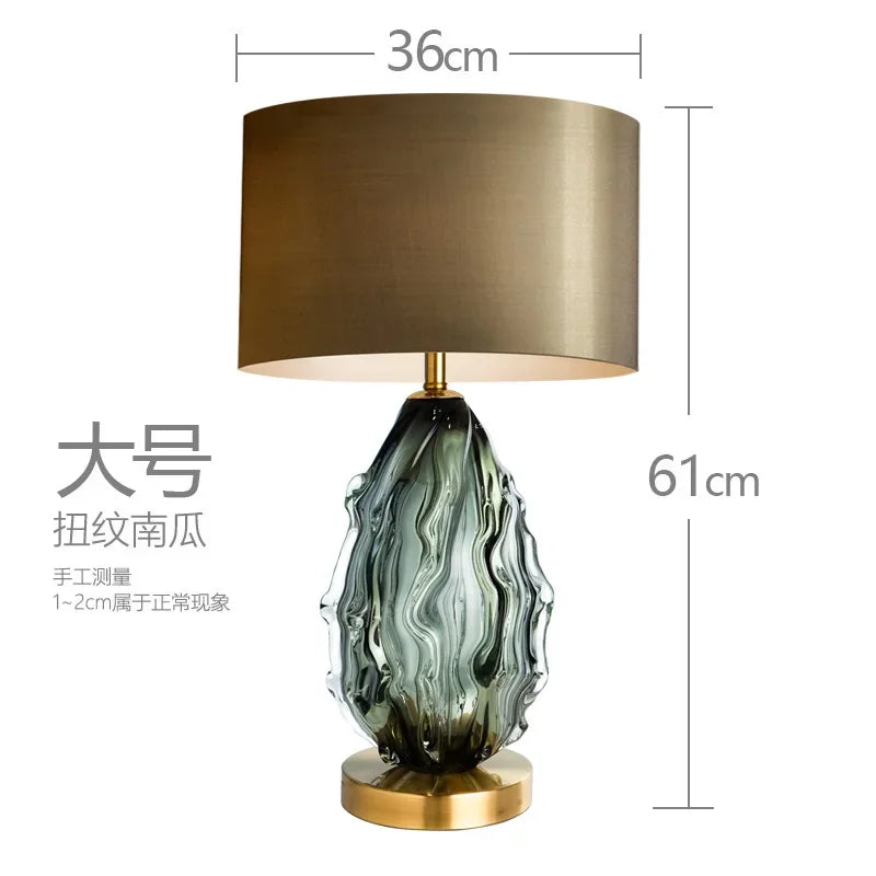 Candeeiro de mesa de vidro criativo villa sala estar luxo avançado verde desktop lâmpada decorativa moda hotel cabeceira e27 lampada