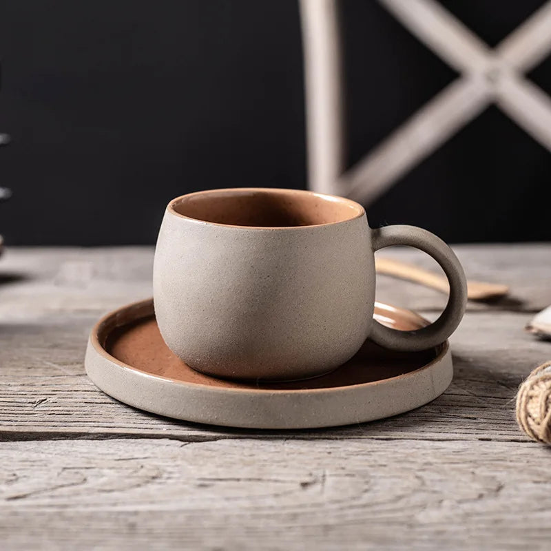Caneca de café cerâmica caneca de café com pires latte xícara de café cafeteira criativa porcelana cerâmica grossa escritório chá canecas xícara de café