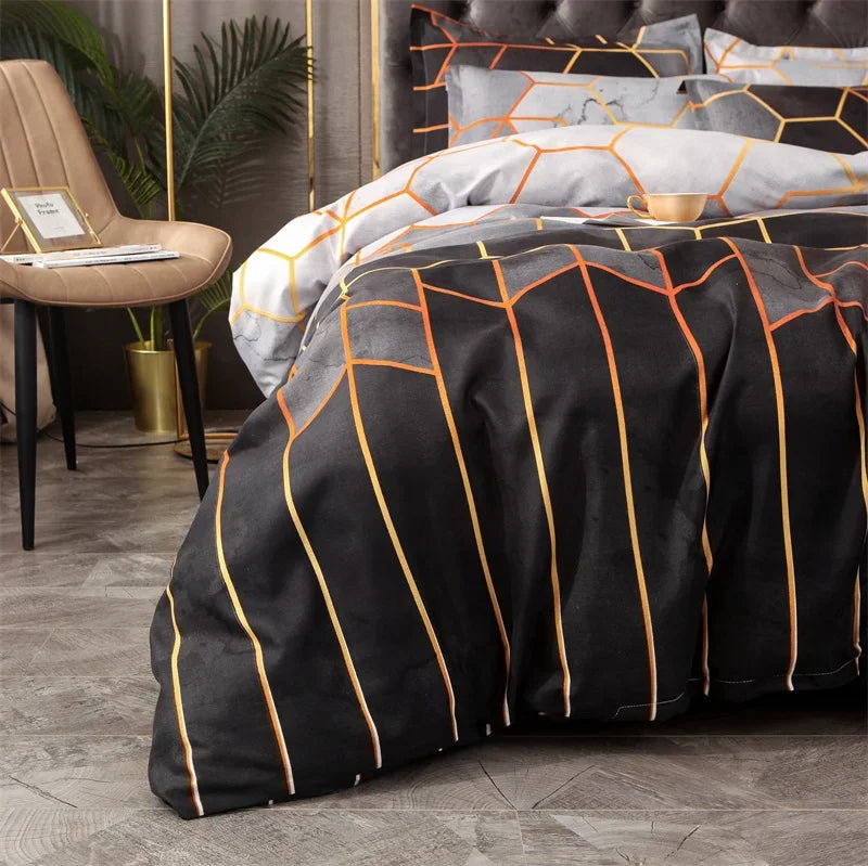 3 pçs conjunto de edredom verde duplo/completo/queen/king/single/duplo tamanho, conjuntos de cama geométricos para homem mulher, capa de edredão de mármore