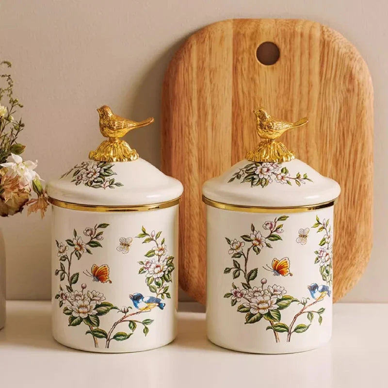 Conjunto De Jar De Armazenamento De Pássaro Dourado, Garrafa De Armazenamento De Jóias, Ornamentos, Sala De Estar, Cotonetes De Algodão, Castiçal, Recipiente, Armazenamento