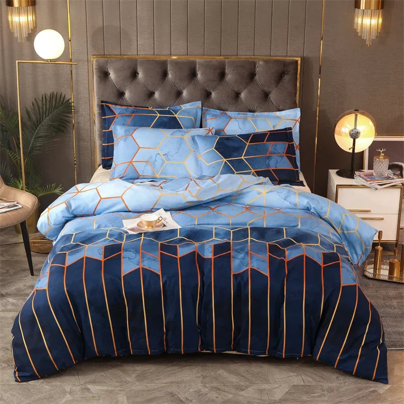 Conjunto de Cama Geométrico Mármore - Elegância - Casa Ornato