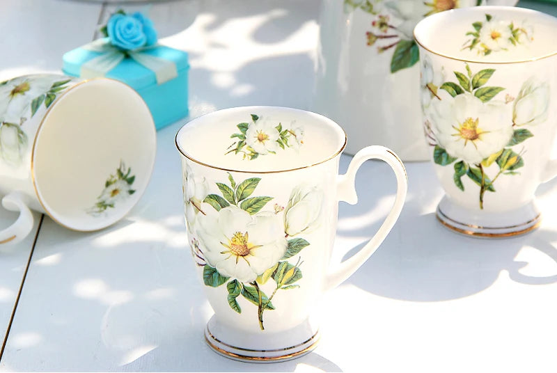 8 pçs/set, bule de chá de porcelana de osso e conjunto de copo, conjuntos de café de porcelana com suporte de copo, caneca nespresso de cerâmica, conjunto de xícara de bule de chá, bule