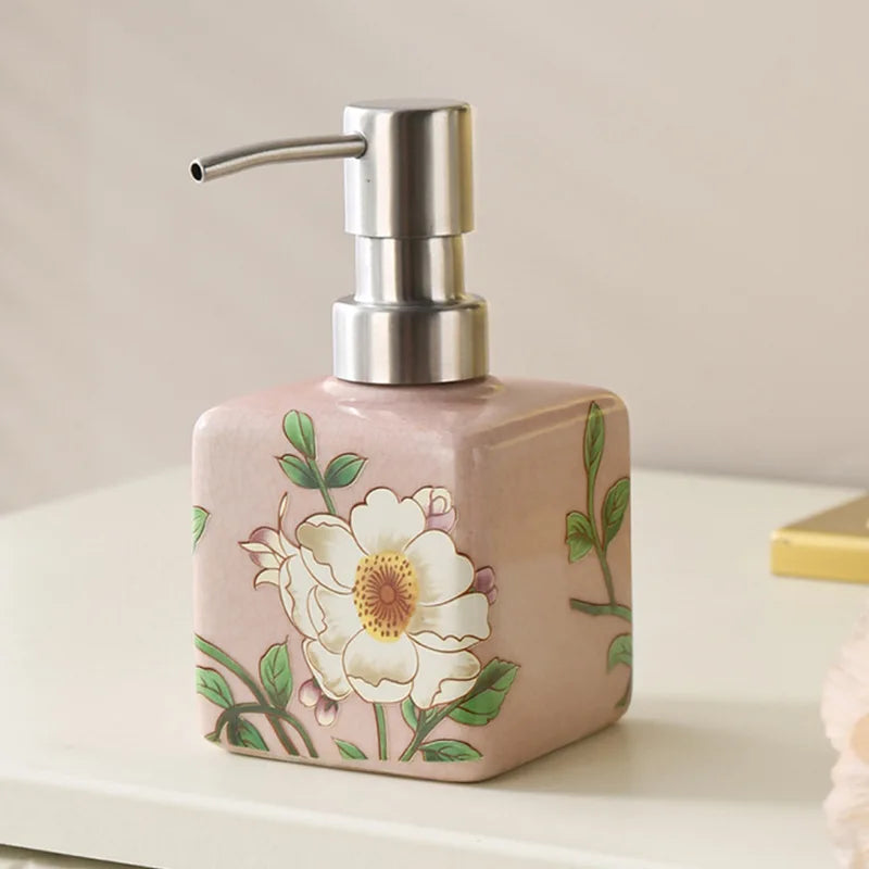 Dispensador de sabão 200ml, garrafa de lavagem das mãos, shampoo de cerâmica, gel de banho, cabeça de bomba de aço inoxidável, garrafa de loção, dispensador de shampoo