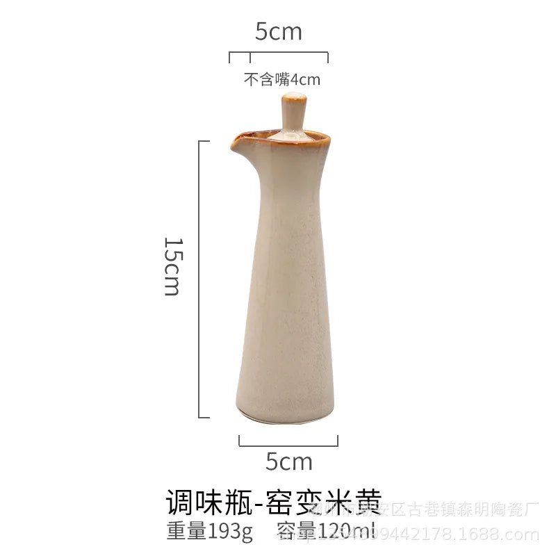Garrafa de tempero de cerâmica pote de óleo garrafa de molho de soja pote de especiarias pote de vinagre caixa de tempero suprimentos de cozinha ferramentas de especiarias