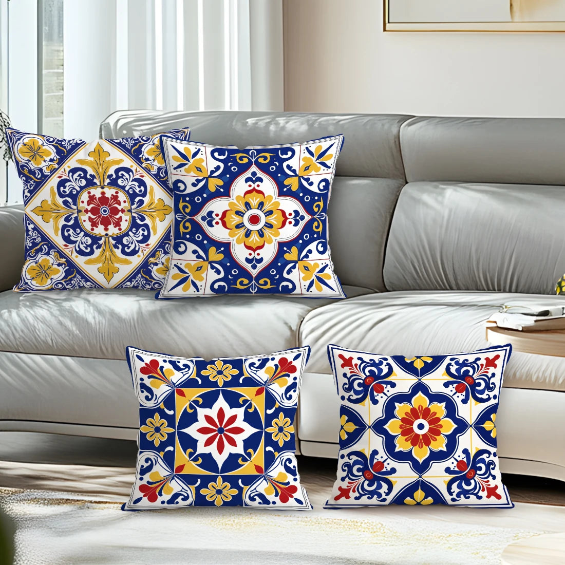 Capas de Almofada Mandala Boêmia em Tons Vibrantes - Casa Ornato