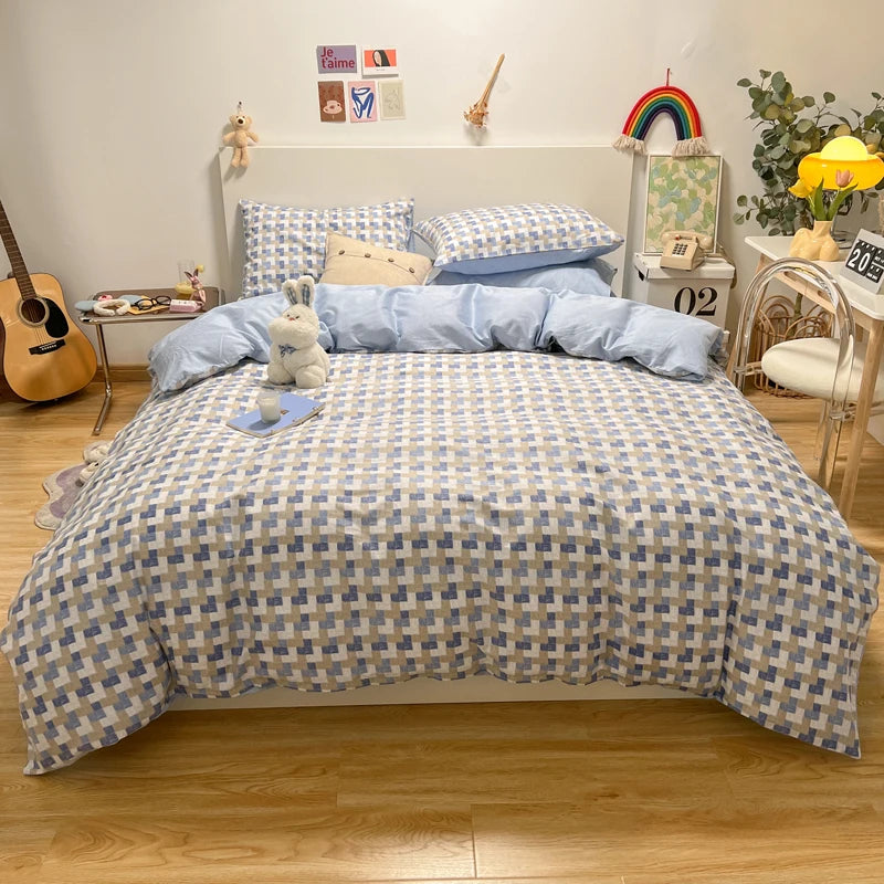 Conjunto de capa de edredom com padrão de linhas abstratas, conjunto de cama geométrica moderna, 100% algodão, capa de edredom amigável à pele com 2 fronhas