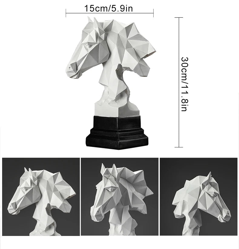 Escultura Cabeça de Cavalo para Decoração Interior, Figura De Cavalo Colecionável, Ornamento De Resina, Arte Exclusiva, Poligonal, 1PC
