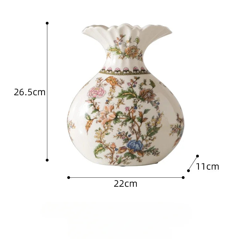Vaso de Cerâmica Decorativo com Estampa Floral - Casa Ornato
