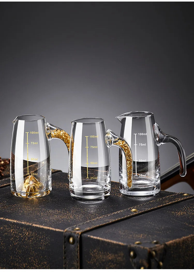 Folha de ouro baijiu copo dispensador de vinho conjunto doméstico pequeno copo de vinho copo de vinho pote de vinho jinshan bala copo caixa de presente