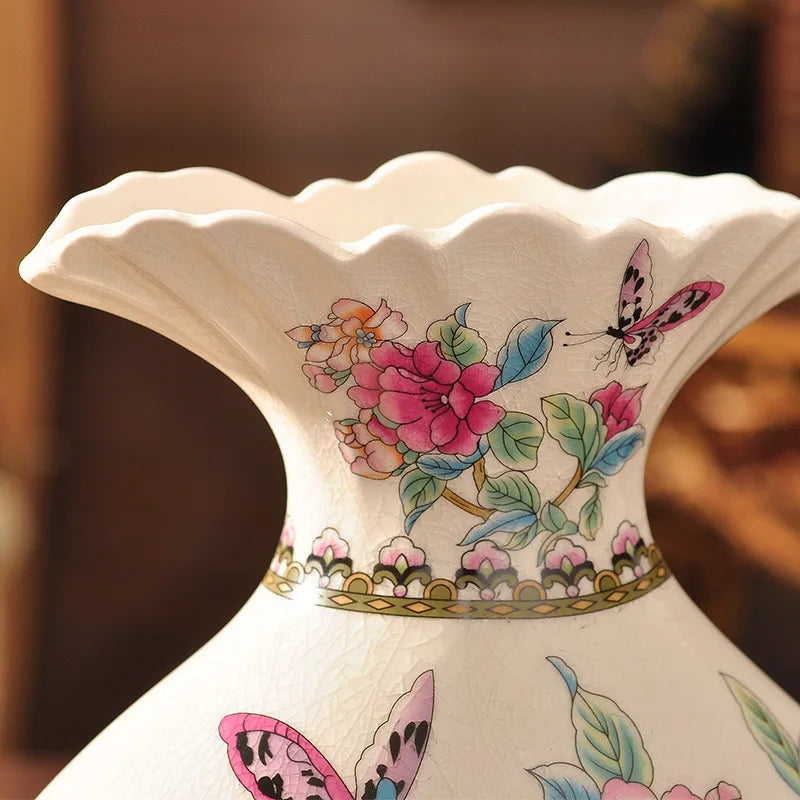 Vaso de Cerâmica Decorativo com Estampa Floral - Casa Ornato