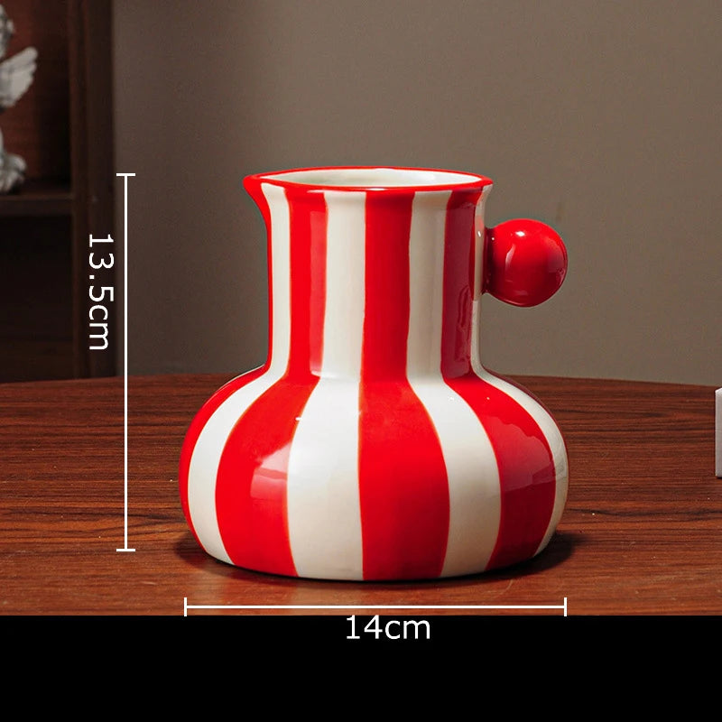 Listras coloridas criativo vaso de cerâmica vasos de plantas decoração de mesa ornamentos arranjo de flores vaso floral decoração estética do quarto