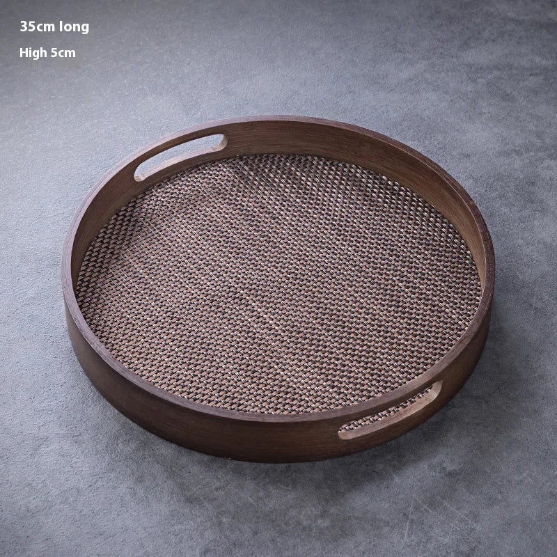 Gianxi bandeja de chá conjunto de chá xícara de chá bandeja de água casa sala de estar frutas dim sum bandeja de imersão seca redonda bandeja de bambu cerimônia de chá