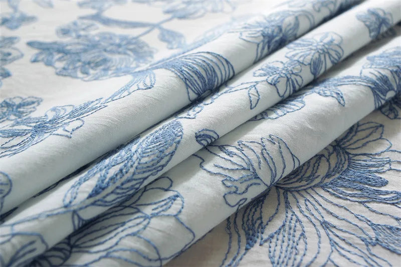 Toalha de mesa de algodão, à prova d'água, à prova de óleo, porcelana azul e branca, bordado, decoração, café, chá, protetor de mesa