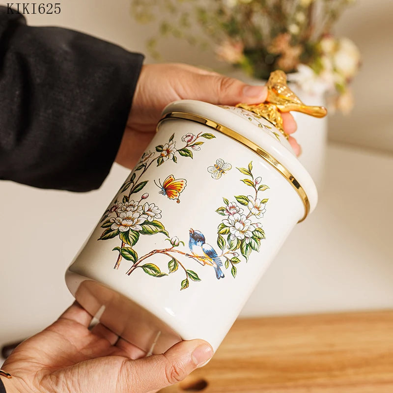 Conjunto De Jar De Armazenamento De Pássaro Dourado, Garrafa De Armazenamento De Jóias, Ornamentos, Sala De Estar, Cotonetes De Algodão, Castiçal, Recipiente, Armazenamento