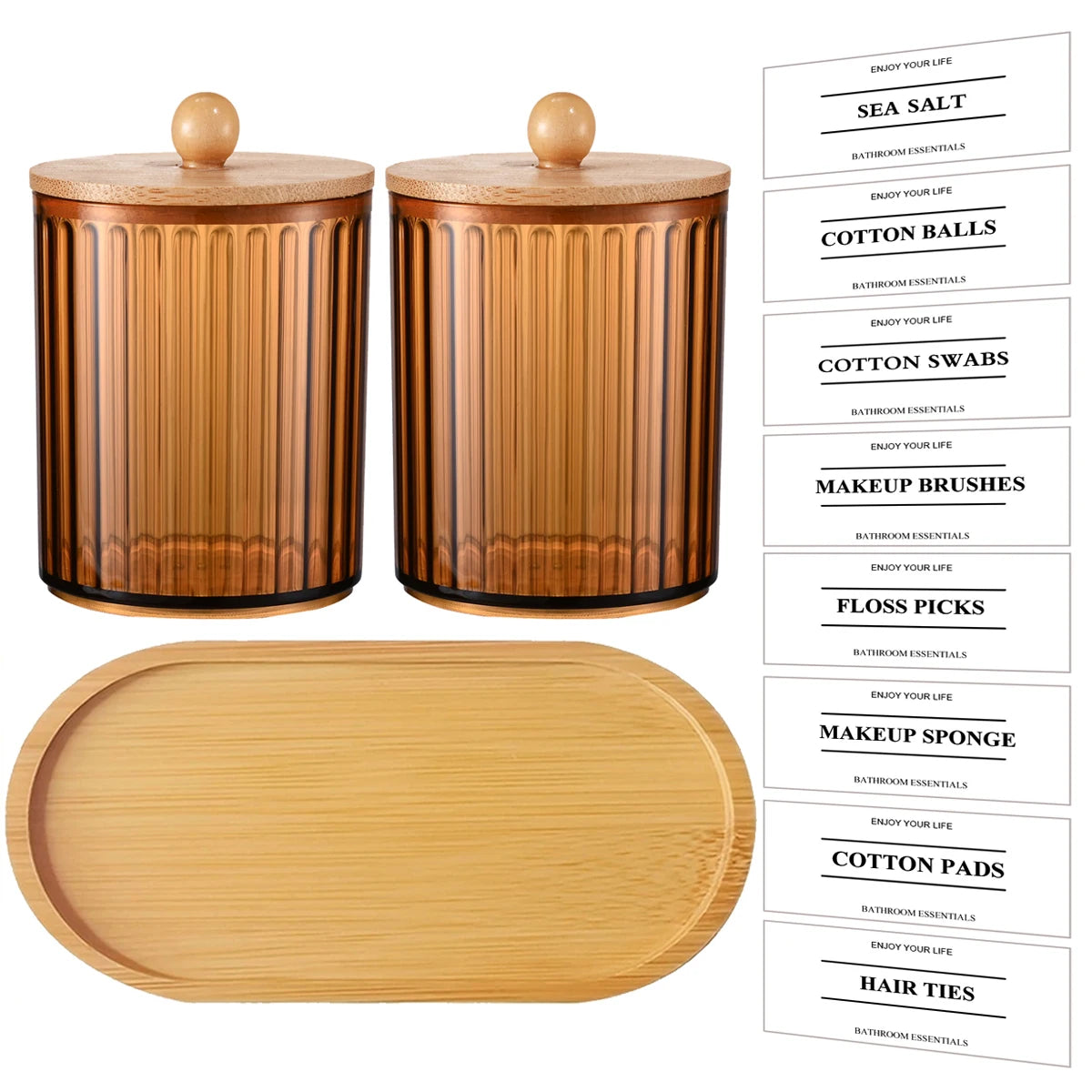 Eclat Noir - Conjunto de Frascos Âmbar com Bandeja - Casa Ornato