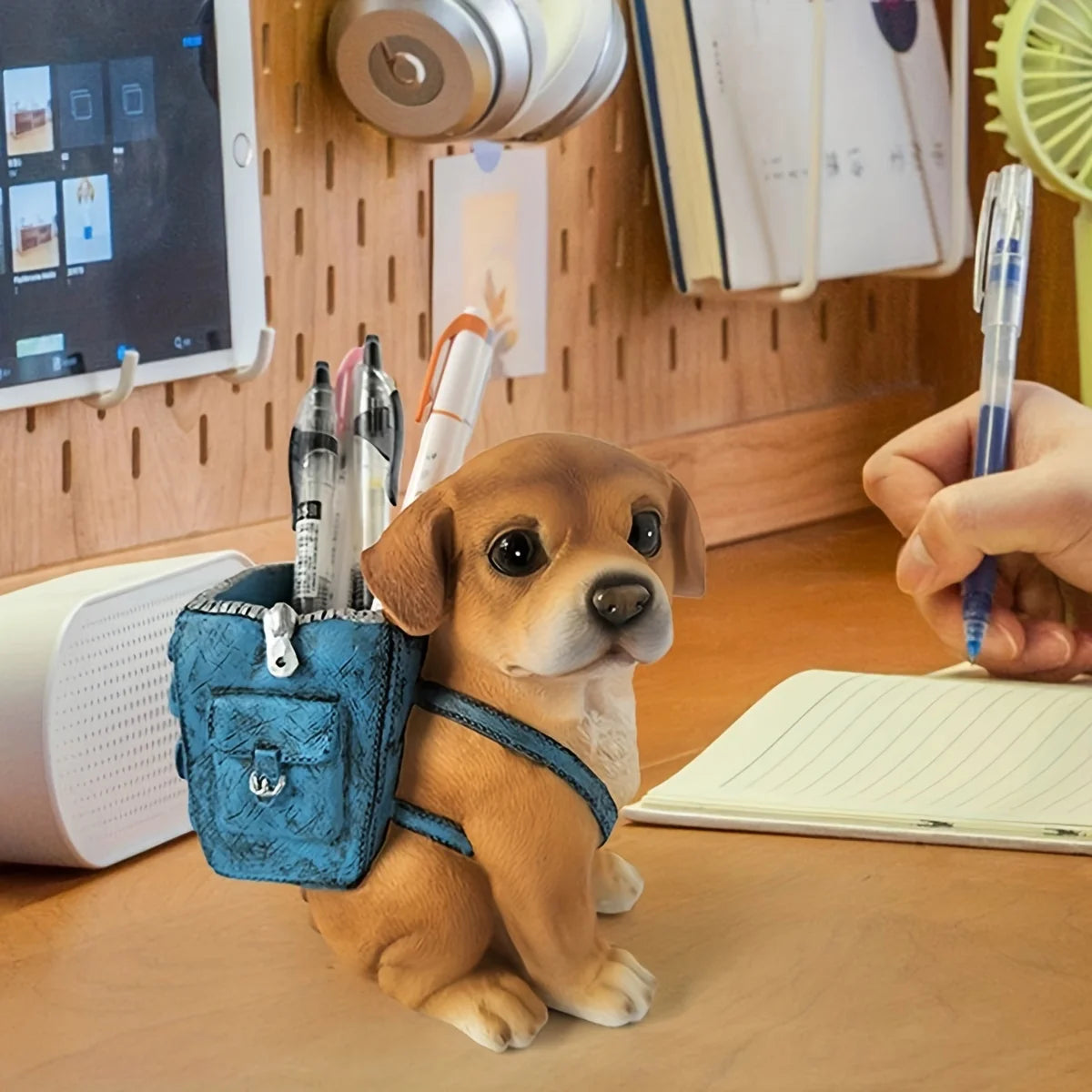 Suporte de caneta de cachorro fofo – decoração de mesa de resina para escritórios e casas, presente de aniversário perfeito para estudantes e adultos jovens