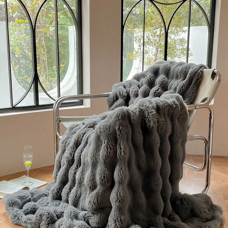 Cobertor luxuoso de pele sintética de coelho, cobertor macio de inverno para casa, cama, sofá, 100x150cm, 150x200cm, 200x230cm