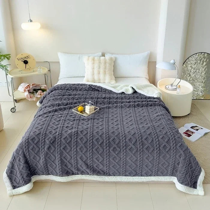 Cobertor de lã macia para cama e sofá, cobertor de flanela de veludo de cordeiro quente para escritório, ar condicionado e cochilo