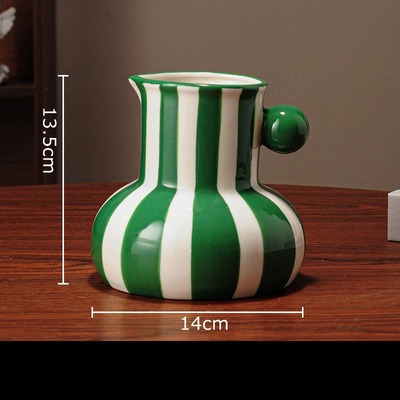 Listras coloridas criativo vaso de cerâmica vasos de plantas decoração de mesa ornamentos arranjo de flores vaso floral decoração estética do quarto