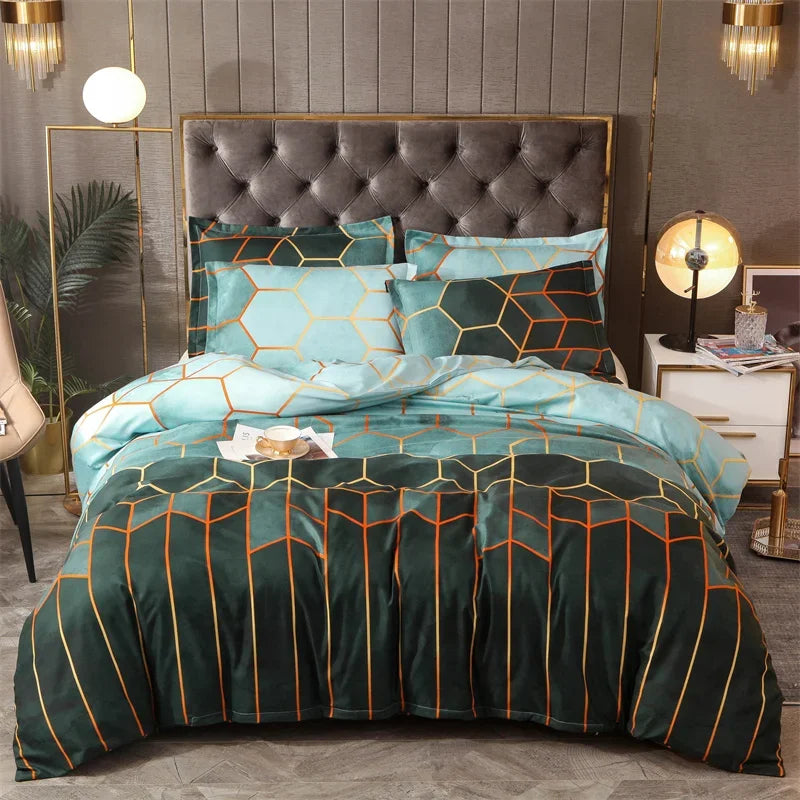 Conjunto de Cama Geométrico Mármore - Elegância - Casa Ornato