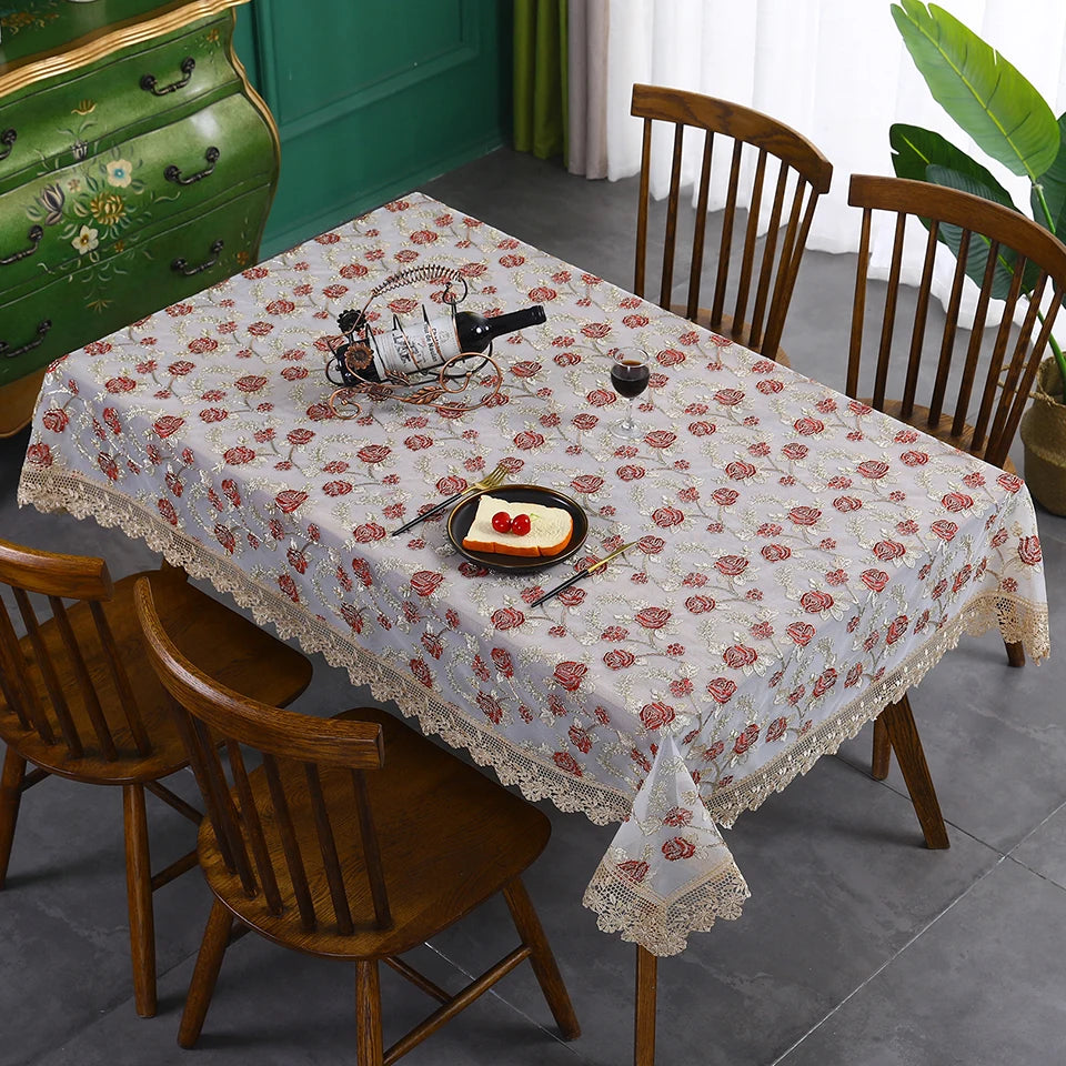 Battilo-Toalha De Mesa De Renda Bordada Retangular, Cobertura De Mesa De Luxo, Toalhas De Mesa De Café, Mesas De Jantar, Casa, Decoração De Casamento