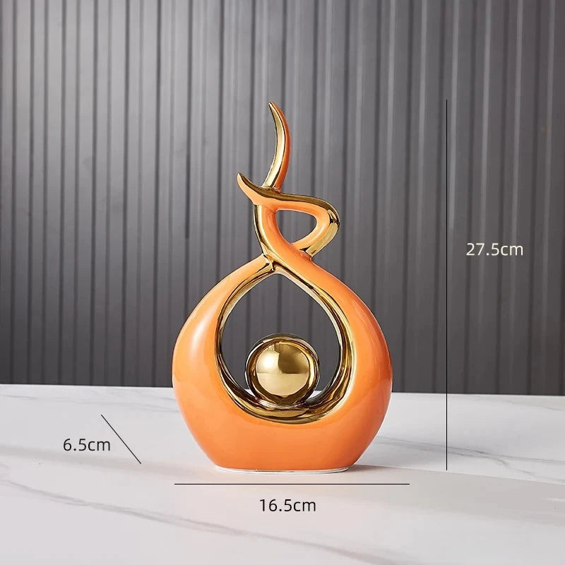 Escultura Abstrata de Cerâmica para Decoração Moderna - Casa Ornato