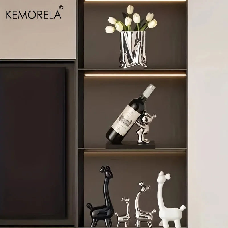 1/2 pçs criativo rack de vinho cerâmica dos desenhos animados decoração sala estar decoração casa bonito rack armazenamento casa cozinha barra decoração