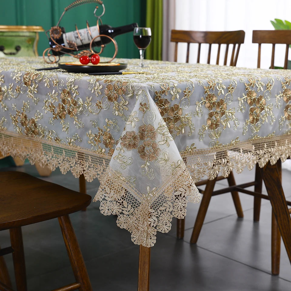 Battilo-Toalha De Mesa De Renda Bordada Retangular, Cobertura De Mesa De Luxo, Toalhas De Mesa De Café, Mesas De Jantar, Casa, Decoração De Casamento