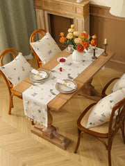 Toalha de mesa bordada com franjas de trigo, estilo rústico, mesa de jantar, cozinha, sala de estar, decoração de mesa de café