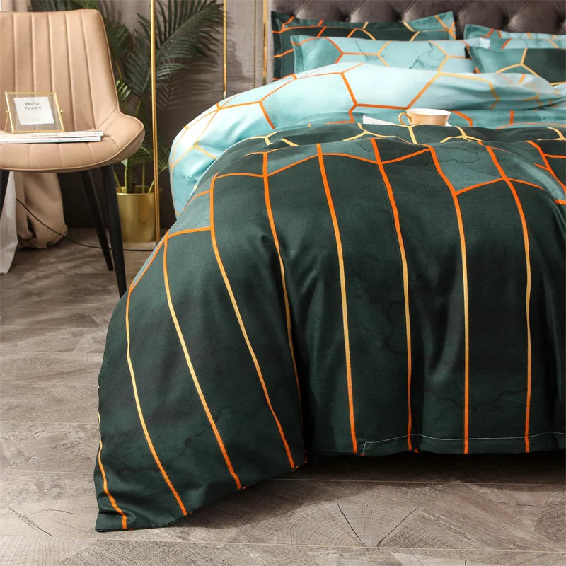 Conjunto de Cama Geométrico Mármore - Elegância - Casa Ornato