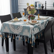 EIFLOY-Dining Tablecloth Rectangular, Jacquard Table Cover, Square Coffee Table Cloths, for Party Kitchen, European Tassels