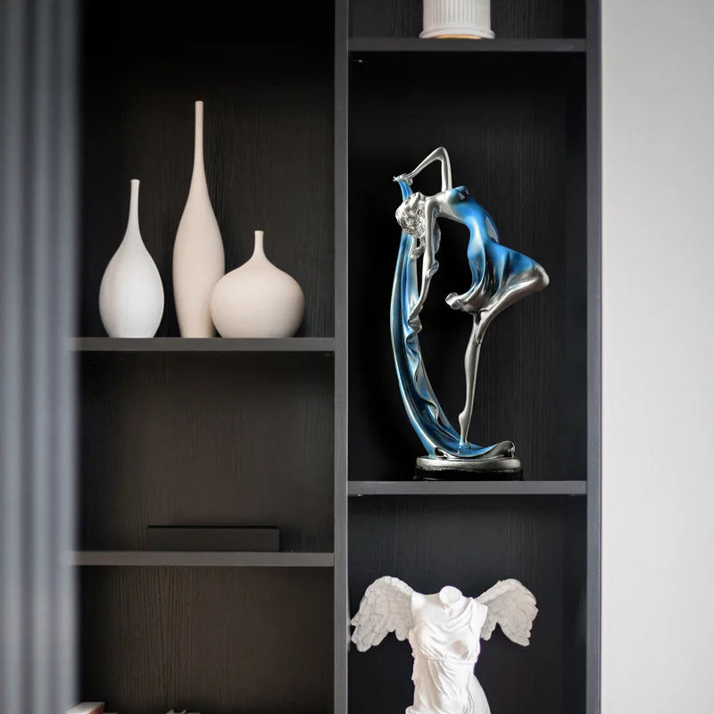 Europeia Bela Dança Menina Escultura, Resina Elegante Ofício Ornamento, Sala De Estar Figura Da Moda, Decoração