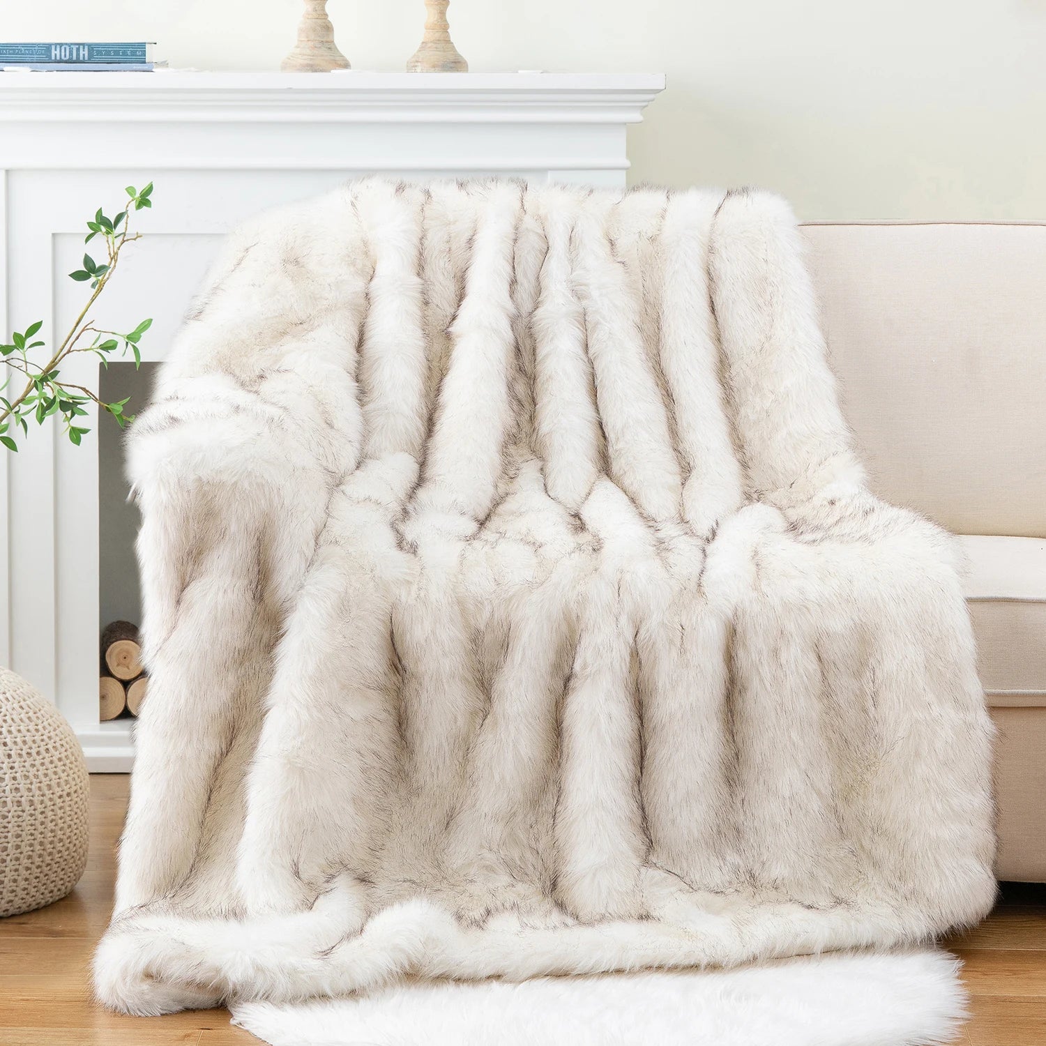 Battilo cobertor de pele sintética xadrez lance para sofá luxo pele de raposa lance cobertor inverno quente fofo cobertores macios colcha na cama