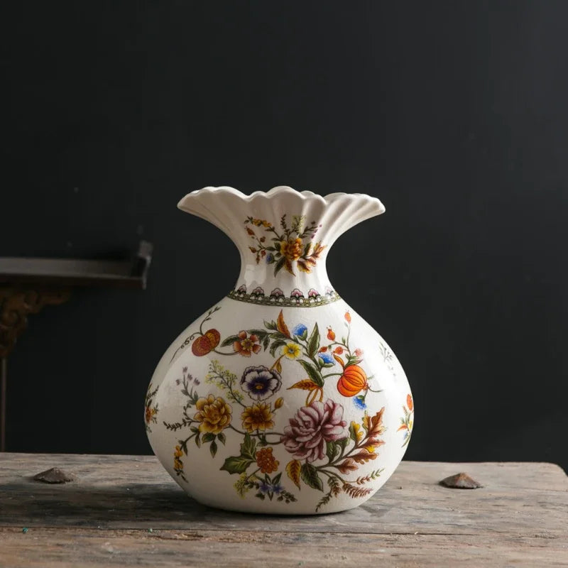 Vaso de Cerâmica Decorativo com Estampa Floral - Casa Ornato