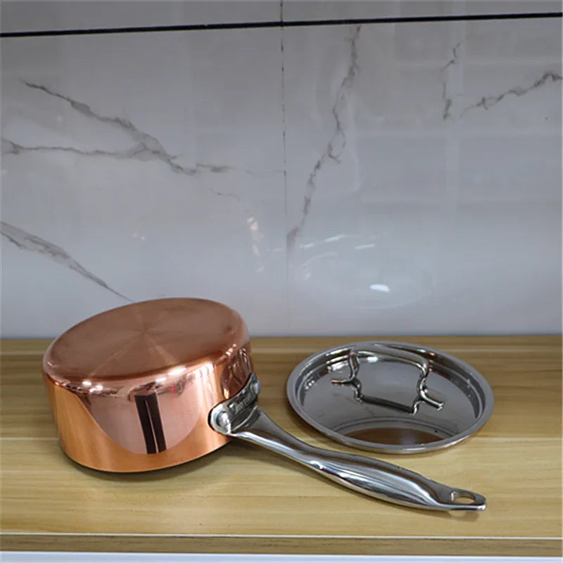 Conjunto de Panelas Marteladas em Cobre e Aço Inoxidável - Casa Ornato